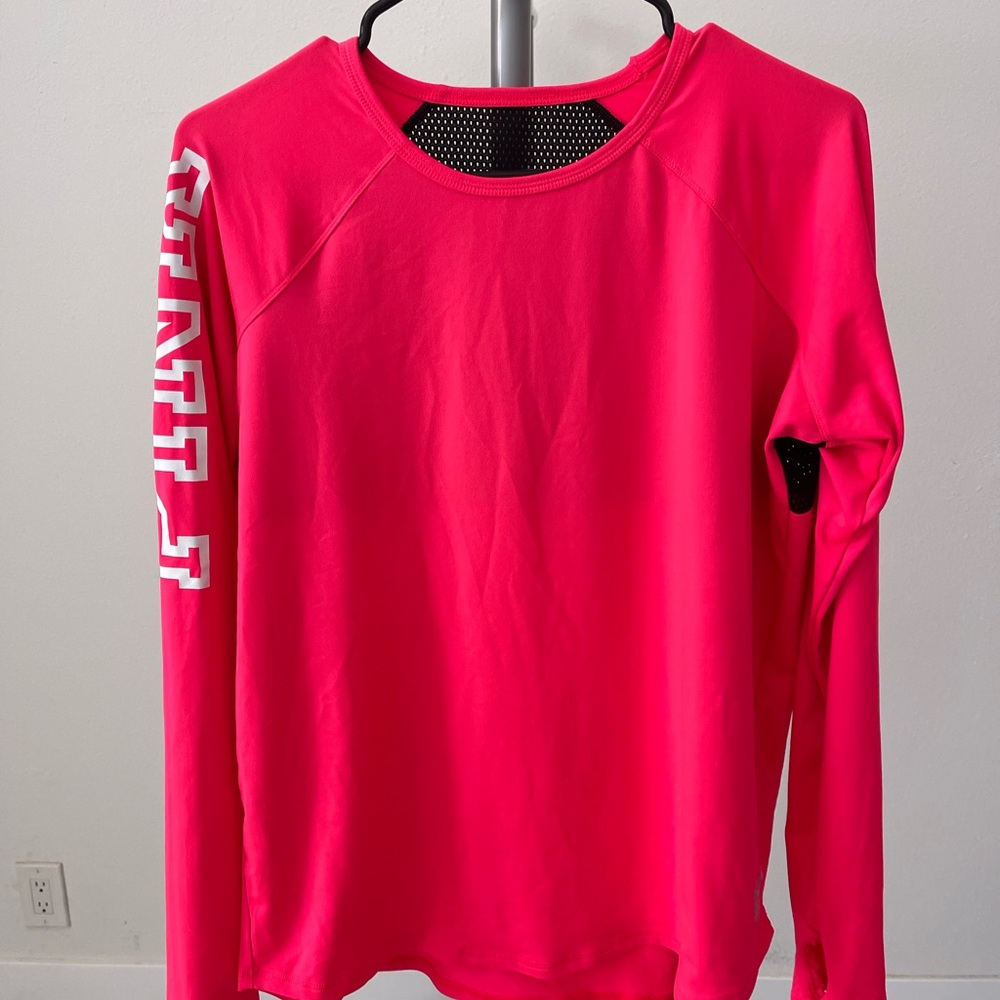 Victoria secret Pink Hot Pink Long Sleeve Athletic Top with Sleeve Graphics